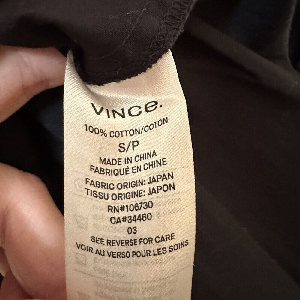 Vince Small Black Long Sleeve Button Up Tie Back Collared Shirt Blouse - Picture 3 of 4